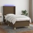 Cama box spring colchón y luces LED tela gris taupe 90x200