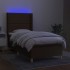 Cama box spring colchón y luces LED tela gris taupe 90x200