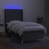 Cama box spring colchón y luces LED tela gris oscuro 80x200