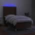 Cama box spring colchón y luces LED tela marrón oscuro