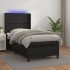 Cama box spring y colchón LED cuero sintético negro 80x200