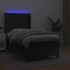 Cama box spring y colchón LED cuero sintético negro 80x200