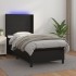 Cama box spring y colchón LED cuero sintético negro 90x190