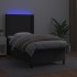 Cama box spring y colchón LED cuero sintético negro 90x190