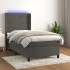 Cama box spring colchón y LED terciopelo gris oscuro 90x200