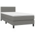 Cama box spring con colchón tela gris oscuro 90x200