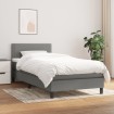 Cama box spring con colchón tela gris oscuro 90x190 cm