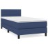 Cama box spring con colchón tela azul 90x200