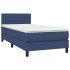 Cama box spring con colchón tela azul 90x200