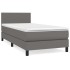 Cama box spring con colchón cuero sintético gris 90x200