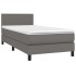 Cama box spring con colchón cuero sintético gris 90x200