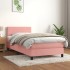 Cama box spring con colchón terciopelo rosa 90x190