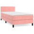 Cama box spring con colchón terciopelo rosa 90x190