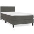 Cama box spring con colchón terciopelo gris oscuro 90x200