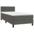 Cama box spring con colchón terciopelo gris oscuro 90x200