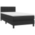 Cama box spring con colchón cuero sintético negro 90x190