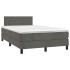 Cama box spring con colchón terciopelo gris oscuro 120x200