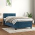 Cama box spring con colchón terciopelo azul oscuro 90x200