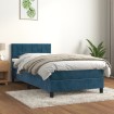 Cama box spring con colchón terciopelo azul oscuro 90x200 cm