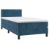 Cama box spring con colchón terciopelo azul oscuro 90x200