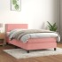 Cama box spring con colchón terciopelo rosa 100x200