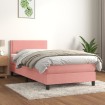 Cama box spring con colchón terciopelo rosa 100x200 cm