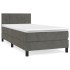 Cama box spring con colchón terciopelo gris oscuro 80x200