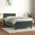 Cama box spring con colchón terciopelo verde oscuro 100x200