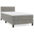 Cama box spring con colchón terciopelo gris claro 80x200