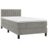 Cama box spring con colchón terciopelo gris claro 80x200