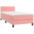 Cama box spring con colchón terciopelo rosa 90x190