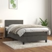 Cama box spring con colchón terciopelo gris oscuro 90x200 cm