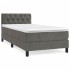 Cama box spring con colchón terciopelo gris oscuro 80x200