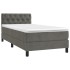 Cama box spring con colchón terciopelo gris oscuro 80x200