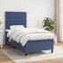 Cama box spring con colchón tela azul 100x200