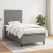 Cama box spring con colchón tela gris oscuro 90x190 cm