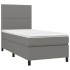 Cama box spring con colchón tela gris oscuro 90x190