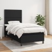 Cama box spring con colchón tela negro 80x200 cm