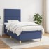 Cama box spring con colchón tela azul 90x200