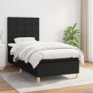 Cama box spring con colchón tela negro 90x190 cm