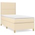 Cama box spring con colchón tela color crema 100x200