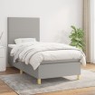 Cama box spring con colchón tela gris claro 90x190 cm