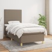 Cama box spring con colchón tela gris taupe 90x200 cm