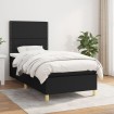 Cama box spring con colchón tela negro 90x190 cm