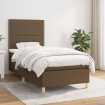 Cama box spring con colchón tela marrón oscuro 80x200 cm