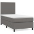 Cama box spring con colchón cuero sintético gris 90x190