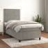 Cama box spring con colchón terciopelo gris claro 90x190