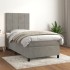 Cama box spring con colchón terciopelo gris claro 80x200