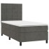 Cama box spring con colchón terciopelo gris oscuro 90x190