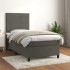 Cama box spring con colchón terciopelo gris oscuro 90x200